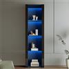 KOMHTOM Vetrina soggiorno con LED Credenza soggiorno moderno, vetrina espositiva da terra con 3 ripiani in vetro per soggiorno camera da letto corridoio sala da pranzo (nero)