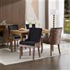 FINTHOMING Set Sedie Sala da Pranzo 4, Sedie Cucina Set da 4, Sedie Imbottita Morbida in Tessuto Chenille Spesso con Gambe in Legno Massello, Decorazione con Borchie in Bronzo, Capacità di Carico 150 Kg