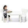 GYMAX Set Tavolino per Bambini con 2 Sedie di Plastica, Tavolino e Sedia per bambini, per Mangiare, Leggere, Dipingere, Adatto a 1-7 Anni (Bianco)
