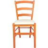 Sedam Srl Set Sedia Venezia Paesana, Legno Massello, Vari Sedute e Colori, Imbottita Paglia o Massello Cucina Casa Ristorante Agriturismo, Alta qualità (Arancione, Seduta Imbottita Beige, 4)