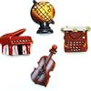 DLM Bomboniere DLM33384 (Kit 6 Pezzi) Calamita in Resina Arte Viaggi Musica Pianoforte Mappamondo Violino Macchina da Scrivere Compleanno Laurea bomboniera