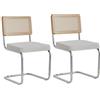 Uderkiny Set di 2 sedie da cucina imbottite in rattan, schienale in rattan, telaio in acciaio/pile polare, adatte per sala da pranzo/ufficio/cucina/camera da letto (bianco, 2)