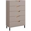 Vicco Cassettiera per camera da letto Marelle Greige/Artisan 76x120 cm | con 5 cassetti, adatto per riporre abiti e oggetti di uso quotidiano