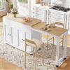 Azkoeesy Isola cucina su ruote con vano portaoggetti e piano di lavoro, buffet con tavolo da pranzo estraibile 118-180 cm, carrello da cucina con 4 ante e ripiani regolabili, per sala da pranzo, cucina, bianco
