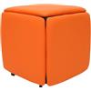 YOICUATGNA 5 in 1 Sgabello multifunzione a cubo con ruote e freni, superficie in poliuretano, impilabile, per soggiorno, camera da letto, studio (arancione-rosso)
