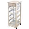 MA MAISON Carrello Salvaspazio da Cucina in Faggio - Portafrutta, Piano D'appoggio, Cassetto Estraibile, Ruote, Spostamento, Cesti in Metallo Estraibili, Cucina - 83hX36x29 cm (BIANCO)