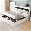 Lubvtti Letto imbottito 140x200,testiera con contenitore,letto matrimoniale con contenitore,Telaio del letto 140x200 con rete a doghe e testata,PU,Bianco