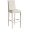 LoryArreda.Com Set 2 sgabelli alti da bar con poggiapiedi, schienale, moderni, H seduta 77 cm., struttura in legno di faggio, seduta e schienale imbottiti e rivestiti in ecopelle (Bianco)