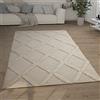 Paco Home Tappeto Salotto Pelo Lungo Shaggy Effetto 3D Etnico Boho Vintage Morbido, Dimensione:120x160 cm, Colore:Crema 5
