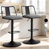 ALFORDSON Set 2 Sgabelli da Bar - Altezza regolabile 53-75 cm con Base Girevole, Sedia Breakfast Moderna per Cucina e Sala da Pranzo, Tessuto, Grigio