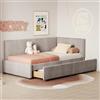TIZZ Letto imbottito, divano letto, multifunzione, con 2 grandi cassetti e rete a doghe, tessuto di velluto delicato sulla pelle, 90 x 200 cm (grigio)