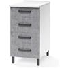 Linea Azzurra Base 40 Cassettiera Cucina Componibile Mobile con 4 Cassetti in Legno Made in Italy H85xL40xP50 cm Elegante Funzionale Facile da Montare (Cemento)