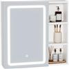KIMENICH Specchio Bagno, Armadietto a specchio, bagno con illuminazione e prese, 2 ripiani aperti, armadietto a specchio con ripiani regolabili, 3 temperatura di colore dimmerabile, bianco