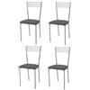 t m c s Tommychairs - Set 4 sedie modello Elena per cucina bar e sala da pranzo, struttura in acciaio verniciato color alluminio e seduta imbottita e rivestita in pelle artificiale colore grigio scuro