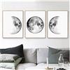 Jin Yi Global Quadri su Tela Fasi lunari minimaliste Wall Art Poster Neri e Stampe Bianche Immagini della Terra per Camera da Letto Soggiorno Decor-50x70cm Senza Cornice