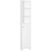 HOMCOM Colonna Bagno con Ripiano a 3 Livelli e Armadietto Chiuso, Mobile Bagno Salvaspazio, 34x20x165 cm, Bianco