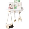 WOLTU Mensola a Nuvola, Mensola per Cameretta dei Bambini con 3 Ganci, Scaffale da Muro Portaoggetti per Bimbi, Decorazione da Parete in Legno, 36x20,5x12cm, Colore Bianco