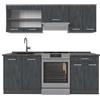 Vicco Mobile da cucina R-Line, Calce nera/antracite, 200 cm PL Antracite, adatto per l'espansione individuale con moduli aggiuntivi