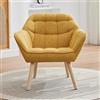 chairus Poltrona da Salotto in Tessuto di Lino Poltroncina Imbottita con Braccioli Poltroncina Moderna con Gambe in Legno Poltrona Relax per Soggiorno/Camera da Letto, Giallo