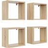 KUBUTKU Set di 4 libreria da parete moderne 30 x 33 x 18 cm quadrate mensole da muro design per soggiorno camera da letto ufficio e cucina (Sonoma)