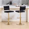 chairus Set di 2 Sgabelli da Bar in Velluto Sgabelli Cucina Regolabili in Altezza Sgabelli Moderni Design con Schienale Sgabelli Alti con Gambe in Metallo per Bar/Isola/Cucina, Nero