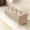 WINARA Panca contenitore da interno/camera da letto, panca contenitore ingresso, cassapanca legno, beige bianco (100*40*45cm)