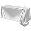 Mateju Gonna da Tavolo Conferenza Tovaglie Fitted 2pcs, Satinato Tovaglia per Tavoli da Bar Tavola Rettangolare per Feste Banchetti Eventi di Matrimonio (Grigio Argento,145x200cm)