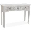 VERSA Orchard Consolle Ingresso, Tavolo Consolle, Tavolino Ingresso, Tavolo Salotto, con 3 cassetti, Misure (A x L x l) 75 x 34,5 x 110 cm, Legno, Colore Bianco