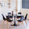 Uderkiny Set tavolo da pranzo e sedia, Tavolo da pranzo rotondo in MDF da 110 cm con 6 moderne sedie da pranzo, adatti per cucina, sala da pranzo, soggiorno, caffetteria, balcone (Nero，6 Nero