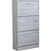 milani home - scarpiera 3 ante 60 x 24 x 115 cm, grigio chiaro, legno