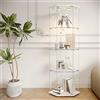 MIOOSUT Vetrina Angolare in Vetro con illuminazione a LED, Espositiva Vetrina a 4 Strati da Collezione con Serratura, per Oggetti da Collezione, Libri, 4 Ripiani 1 Ante, Bianco A