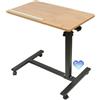 HUOLE Tavolino da Letto con 4 Ruote Comodino Altezza Regolabile Tavolo da Caffè Carrello in Legno Metallo per Soggiorno Camera da Letto Ufficio, 60 * 34,5 * 58-90 cm (colore del legno)
