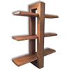 SUNWOOD Mensola da Parete in legno massello Sospesa, a 3 Ripiani Scorrevoli, 48x12x59h cm, colore Teak scuro