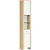 kleankin Colona Bagno Mobile Bagno Alto 37x30x184 cm Bianco e Color Legno