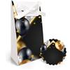 FERDINANDO FAMA' FAMÀ - Scatoline Portaconfetti Compleanno Bustina Nero e Oro - Bomboniera Personalizzabile in Cartoncino Pregiato - 16 Scatoline + 16 Tag