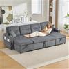 Lubvtti Divano moderno a 4 posti,Con chaise longue,Include portabicchieri e porta USB,Divano modulare a U,Divano letto multifunzionale a 4 posti,Con spazio di archiviazione,Grigio antracite,velluto a coste