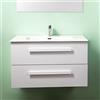 Yellowshop | Mobile Bagno Sospeso 100 cm LIRIO Cemento Bianco - 2 Cassetti Soft Close, Lavabo Ceramica, Design Moderno e Salvaspazio (Mobile con Lavabo)