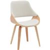 CLP Sedia da Pranzo Imbottita Vangale con Schienale, Sedia di Design Moderna in Legno Curvato per Soggiorno Colore:natura/crema;Materiale:Stoffa
