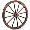 GYMAX 2 Ruote in Legno, Ruota Decorativa Interno & Esterno, Marrone 76 x 76 x 3,5 cm