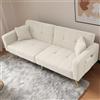 KecDuey Divano letto con funzione letto, divano a 2 posti, angolo regolabile, gambe dorate, con cuscino e tasche laterali (bianco)