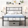 ZECIIYE Struttura Letto Singolo 90x190 in Ferro Battuto, Giroletto Singolo Nero per Adulti e Bambini, Ideale per Camera da Letto, Cameretta e Ospiti