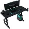 SENSE7 Scrivania Nomad Basic, tavolo gaming 140x60 con gancio per cuffie, porta bevande, supporto controller e superficie in fibra di carbonio, Ergonomico e ideale per il gaming