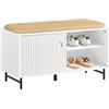 SoBuy Panca con Seduta e Scarpiera Ingresso Salvaspazio Slim con 2 Ante Scorrevoli, Cassapanca Contenitore da Interno, 85x37x49cm FSR116-W