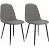 CLP Set di 2 sedie da Pranzo Imbottite Maryam, Sedia da Cucina con Schienale e Struttura in Metallo Nero, Supporta Fino a 150 kg, Colore:Grigio Chiaro, Materiale:Stoffa