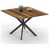 IDMarket - Tavolo da pranzo quadrato ALIX per 8 persone con gambe HAWKINS in legno scuro e ragno nero 110 cm