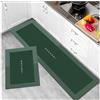Hixingo Tappeto Cucina in Diatomite, 2 Pezzi Passatoia Cucina Antiscivolo Lavabile Tappeti da Cucina, Tappeto da Cucina Tappeto da Bagno Tappetino per Doccia (Verde Scuro,50x80cm+50x160cm)