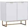 UEV Credenza Bianca con 2 Ante, Mobile Cucina Moderna in Legno, Ripiani Regolabile, Madia Buffet per Camera da Letto, Soggiorno, Sala da Pranzo, Corridoio, 80 x 40 x 77,5cm, Bianco