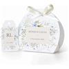 FERDINANDO FAMA' FAMÀ - Scatoline Portaconfetti Matrimonio Semicerchio Fiori - Bomboniera Personalizzabile in Cartoncino Pregiato - 24 Scatoline + 24 Tag