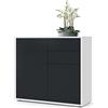 Vladon Madia Ben, mobile con 2 ante e 2 cassetti, bianco opaco/nero opaco (79 x 74 x 36 cm)