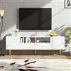 MSMOK Mobile TV moderno con bordo dorato e piedini dorati (bianco e oro)